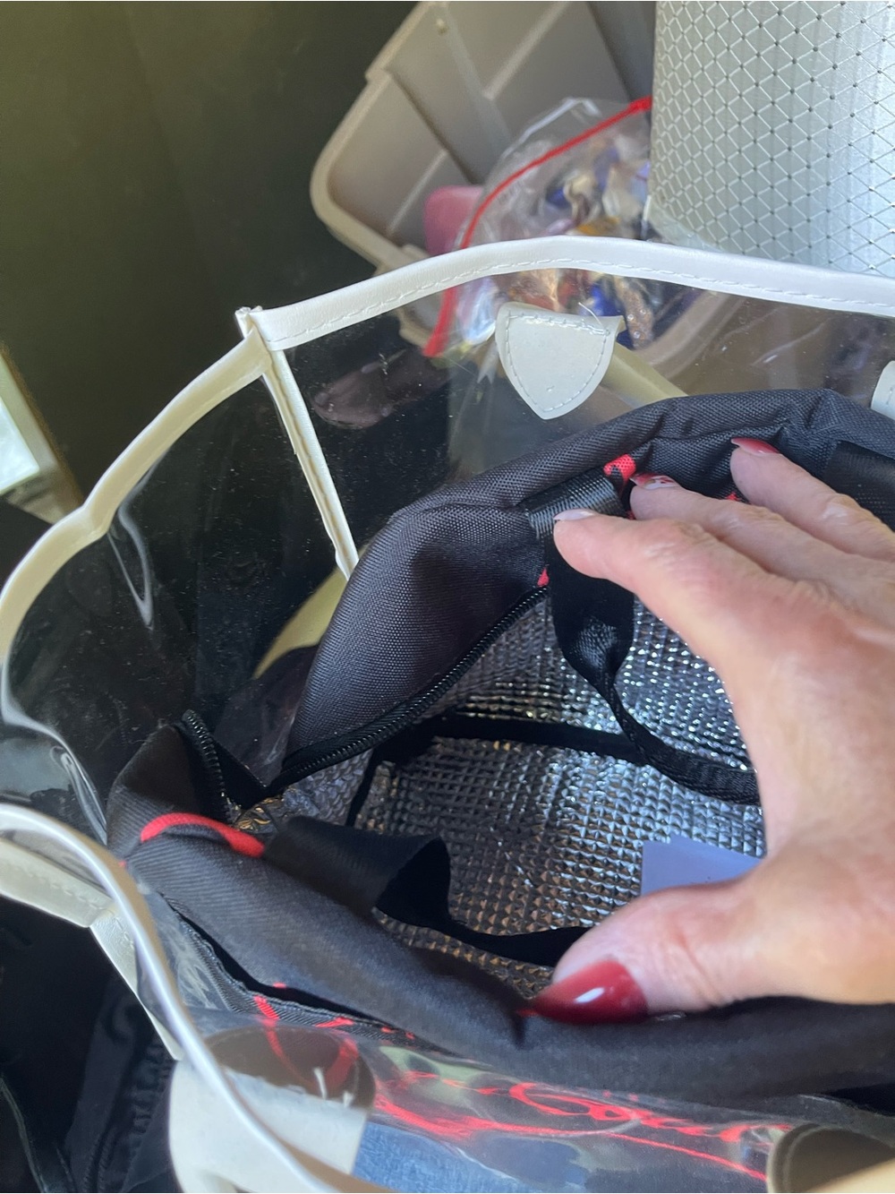 Christian Louboutin  lunch bag , comes clear tote with White Trim - Picture 2 of 3